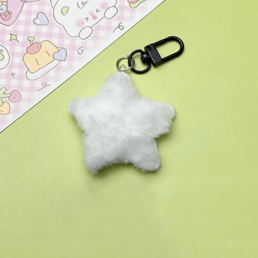 Fluffy Fur Multicolour Star Key Ring Pom Pom Starfish Pentagram Stars Keyring Soft Stars Backpack Pendant Wedding Gifts