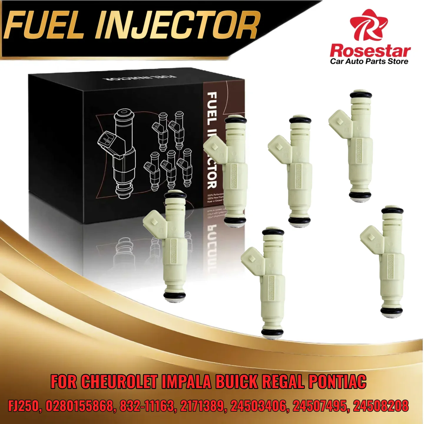 

6x Fuel Injector for Chevrolet Impala Buick Regal Pontiac V6 3 8L Supercharged 0280155868