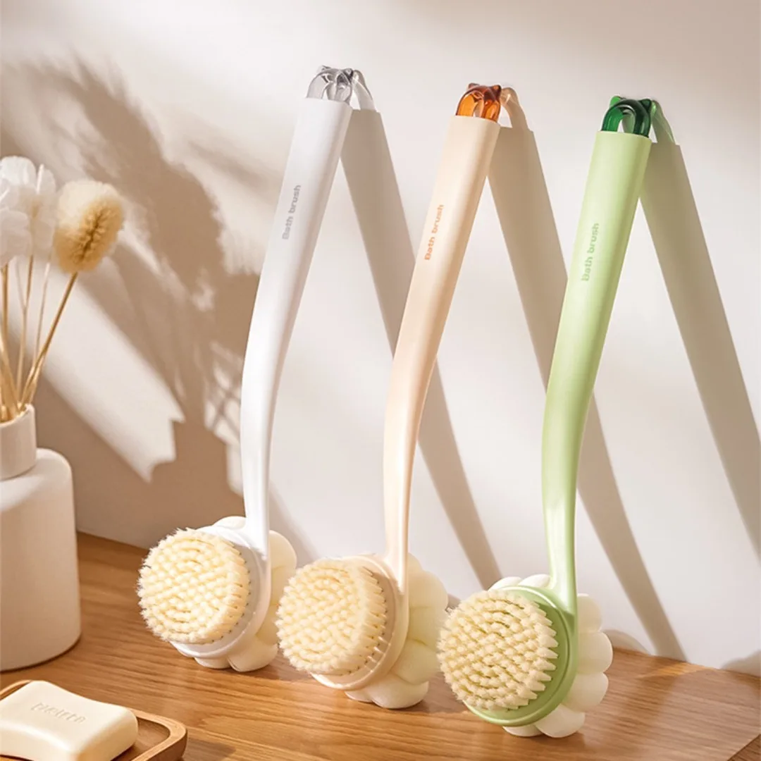 3 في 1 فرشاة تنظيف الظهر الناعمة حمام دش فرشاة تنظيف الجسم مع مقبض التقشير فرك العناية بالجسم مدلك حمام المورد #2