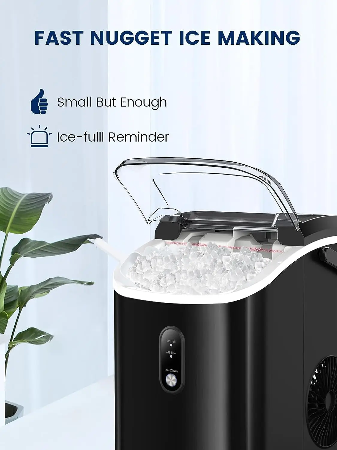 lbs/Day,Portable Crushed Ice Machine,Self Cleaning with One-Click Design & Removable Top Cov