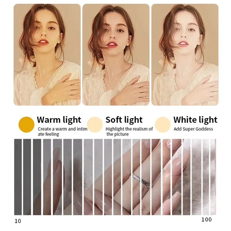 ABZV-Lámpara de uñas plegable para escritorio, luz de tecnología de uñas grande con soporte para teléfono, luz Led de media luna, extensiones de pestañas