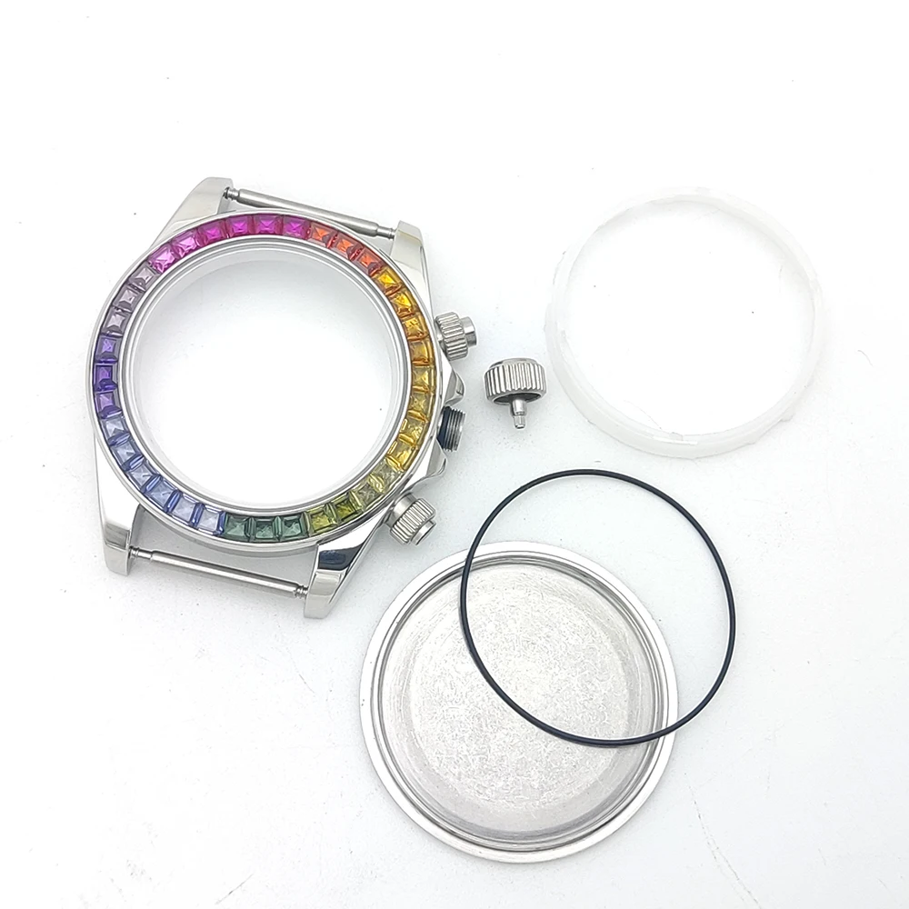 Custodia per cronografo da uomo da 39.5mm, custodia VK63, orologi da uomo, pezzi di ricambio per orologi, cornice abbinata