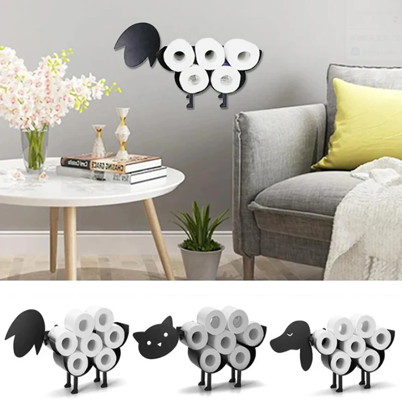 

Держатель для туалетной бумаги для овцы, кошки, собаки, держатель для бумаги, отдельно стоящая железная подставка для бумажных полотенец для ванной комнаты, стеллаж для хранения салфеток, органайзер, полка