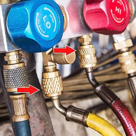 2PCS Vacuum Pump Brass Adapter R410a Adapter 5/16 SAE F Quick Couplers To 1/4 SAE For Air Conditioning Adapter Quick Coupling
