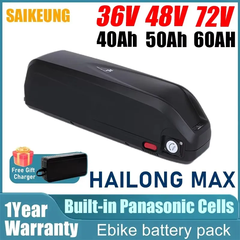 Hailong 48v 52v 60v 72v Ebike Battery  20ah 30 40ah 50 60AH 18650 Lithium Battery 36v Electric Bicycle  S07-b Ebike 2000w Motor