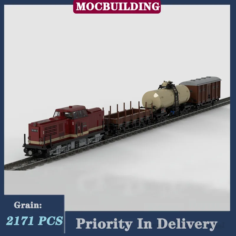 MOC City Transport Tank Wagon Model Building Block Assembly BR110 Mixed Goods Train Flat Wagon Boxcar Covered Wagon Toy Gift