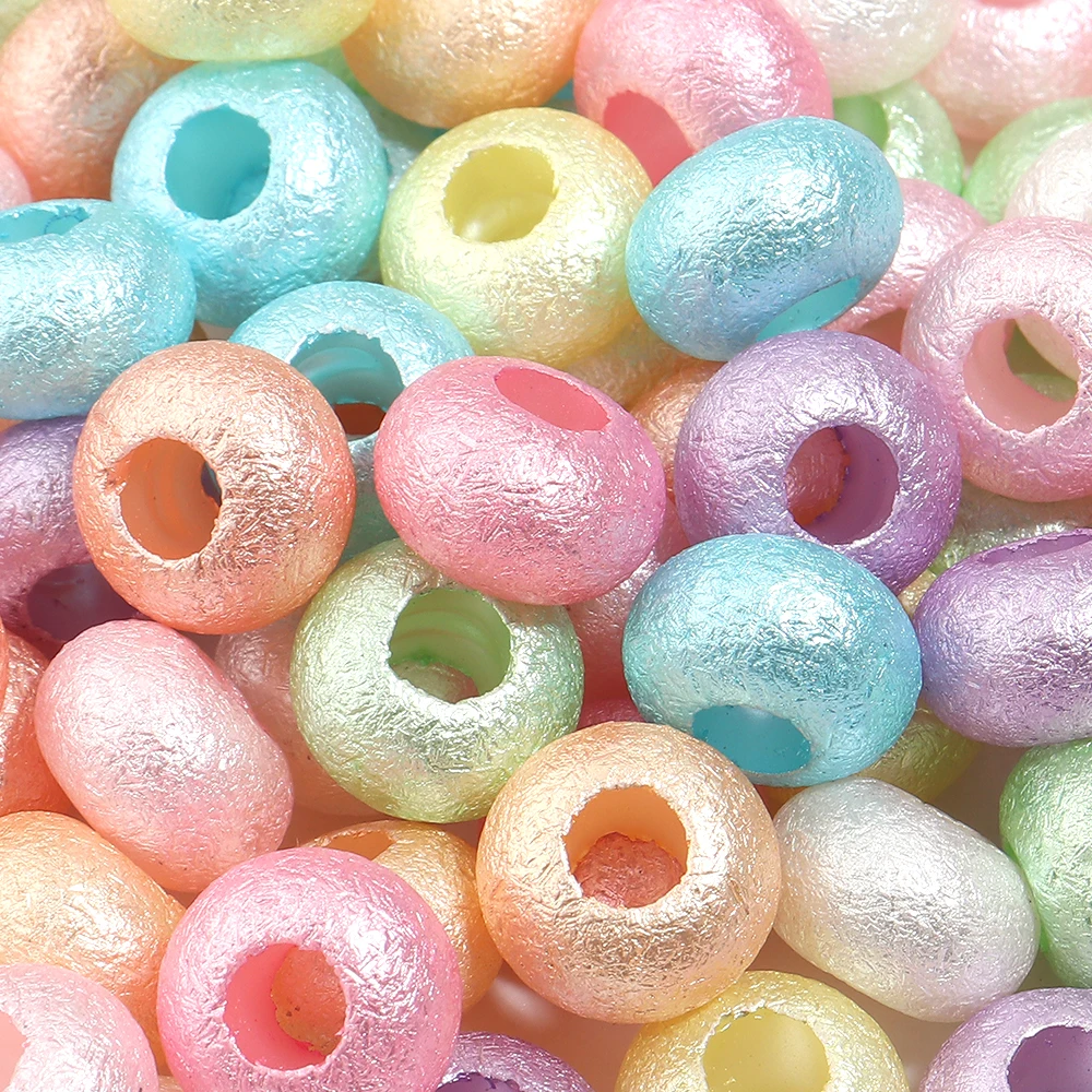 30pcs 14mm Colorful Wrinkled Acrylic Beads Big Hole Wheel Beads Loose Beads For DIY Jewelry Making Bracelet Keychain Accessories