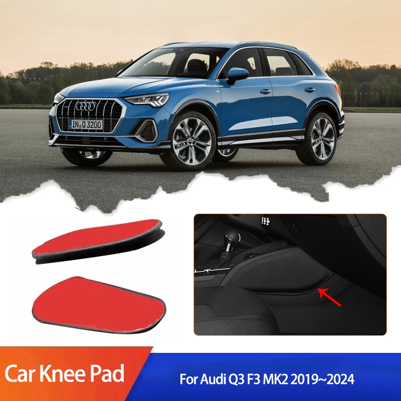 For Audi Q3 F3 MK2 2019~2024 2020 2021 2022  Car PU Lether Center Control Leg Knee Rest Cushions Elbow Pad Thigh Support Cushion