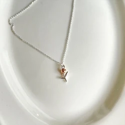 925 Sterling Silver 17.9 Inch Chain Necklace Tulip Pendant Light Luxury Trendy for Women Fashion Jewelry