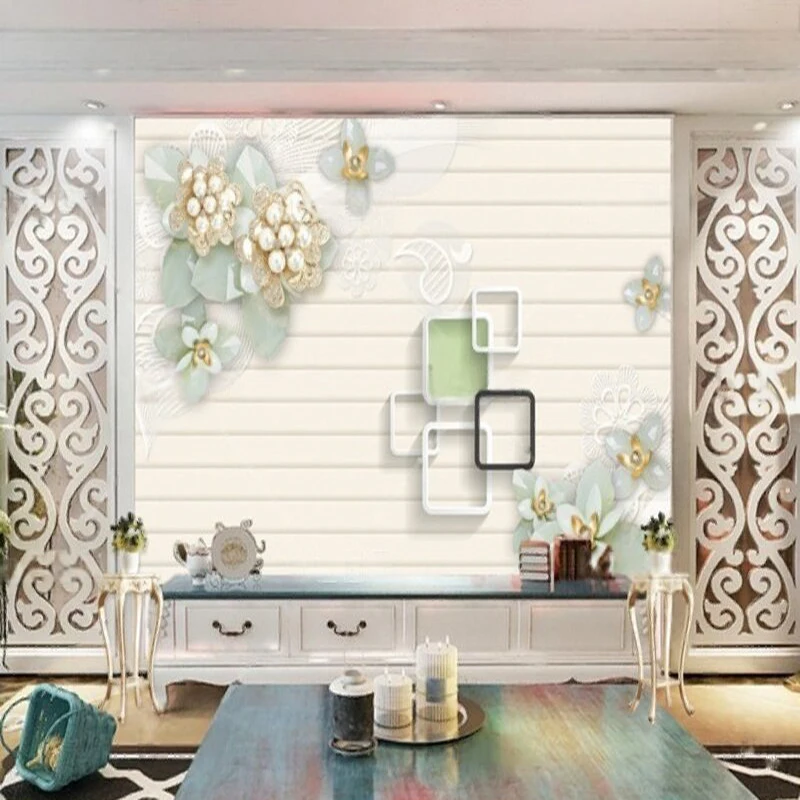Simple And Elegant European-Style Pearl Flower Geometric Fashion And Romance Cabinet For The Living Room Decoration Wall Paintin
