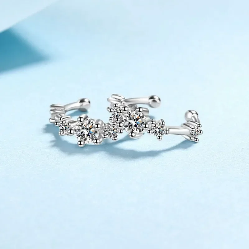 Women PT950 Platinum Clip Earrings Wedding Fine Jewelry Engagement 0.64CT Moissanite Diamond Girlfriend Birthday Gift Daughter
