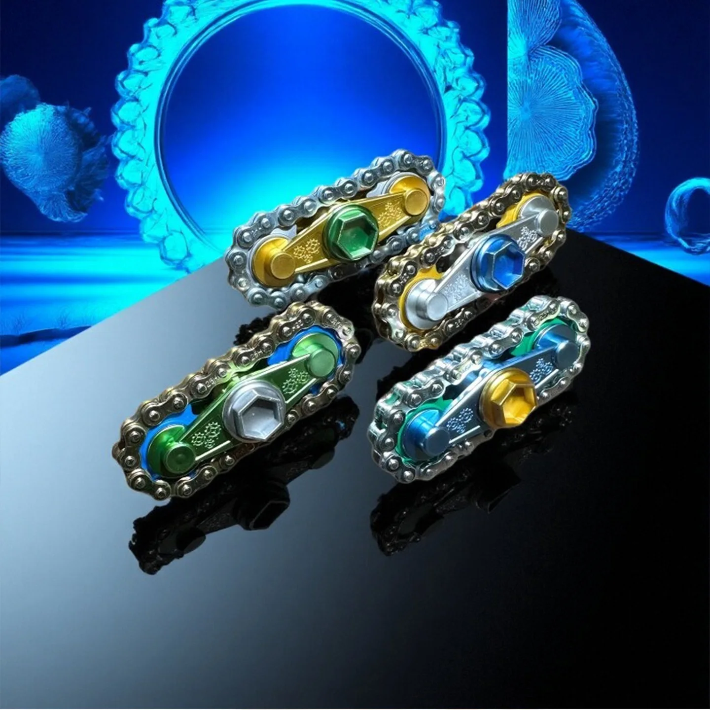 EDC Metal Gear Chain Fidget Spinner Stapelbare Legering Vingertop Gyro Stress Spinners Speelgoed Roterende Antistress Fidgeting Speelgoed