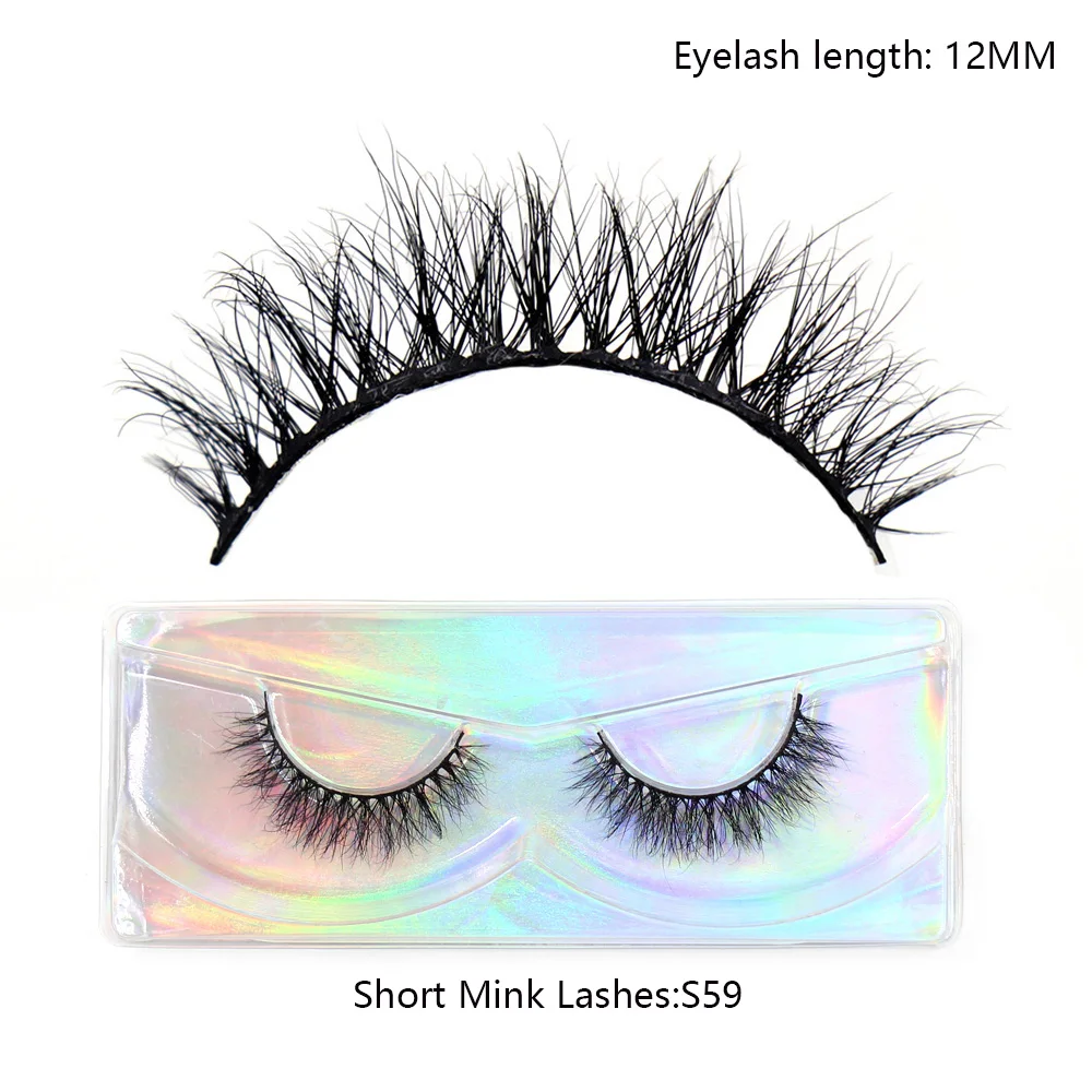 LEHUAMAO Maquiagem Korte Natuurlijke Nertsen Wimpers Pluizige Piekerige Wimpers Volume 12mm-15mm Valse Wimpers Wimper Extensio make-up
