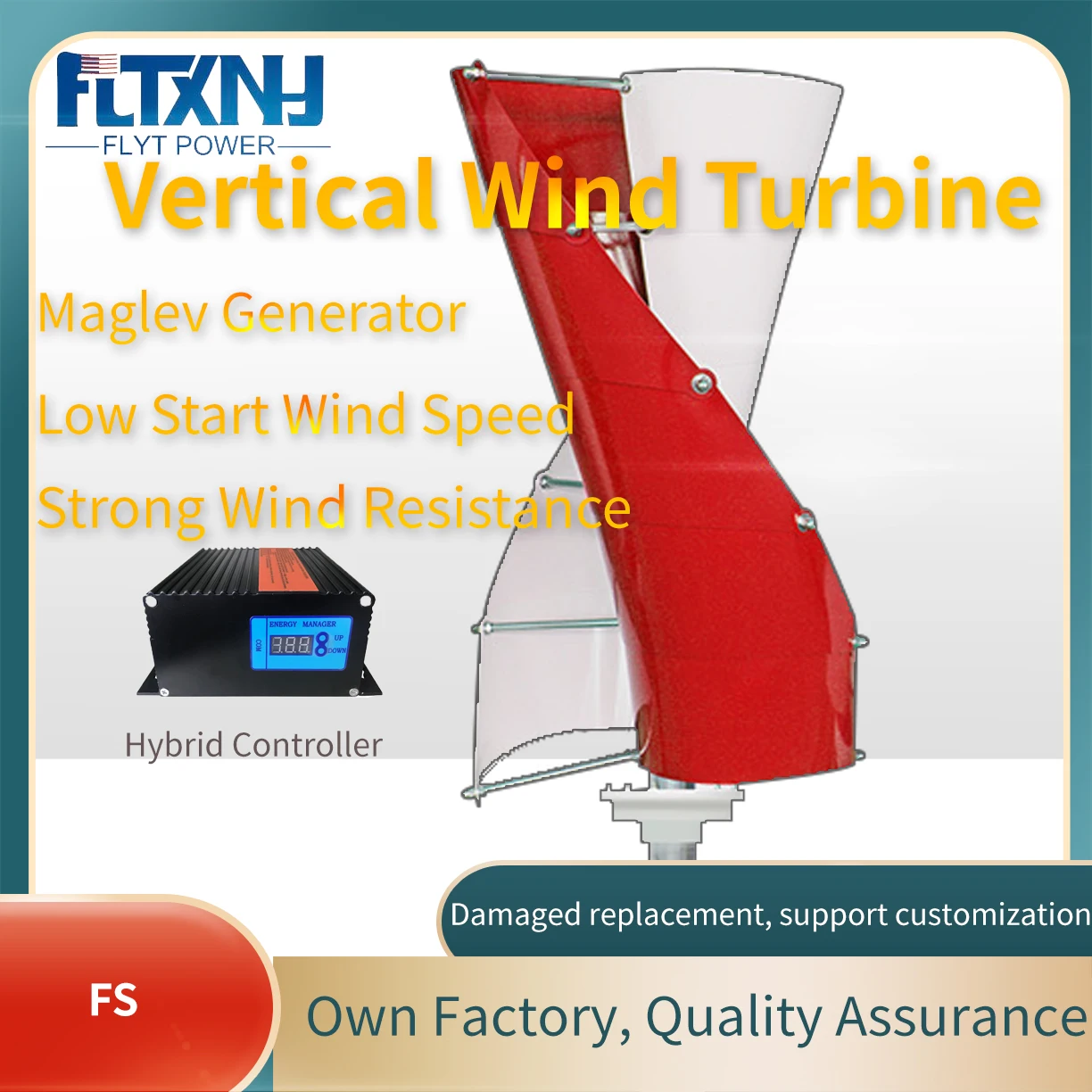 

2000W/3000W 24V Vertical Axis Wind Turbine Generator Start Up Wind Speed with 12m/s 12 Blades Maglev Generator for Hybrid System