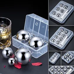 1-12pc Reusable Stainless Steel Ice Cubes Cooling Metal Ice Balls Set Whiskey Wine Beer Cooler Stones Party Bar Tool Accessories