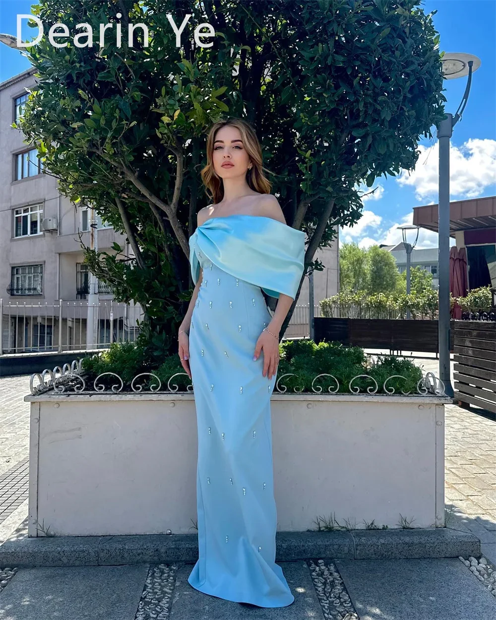 Customized Evening Dress Formal Dearin Strapless Column Floor Length Skirts Vertically Bespoke Occasion Dresses Prom Gown Saudi