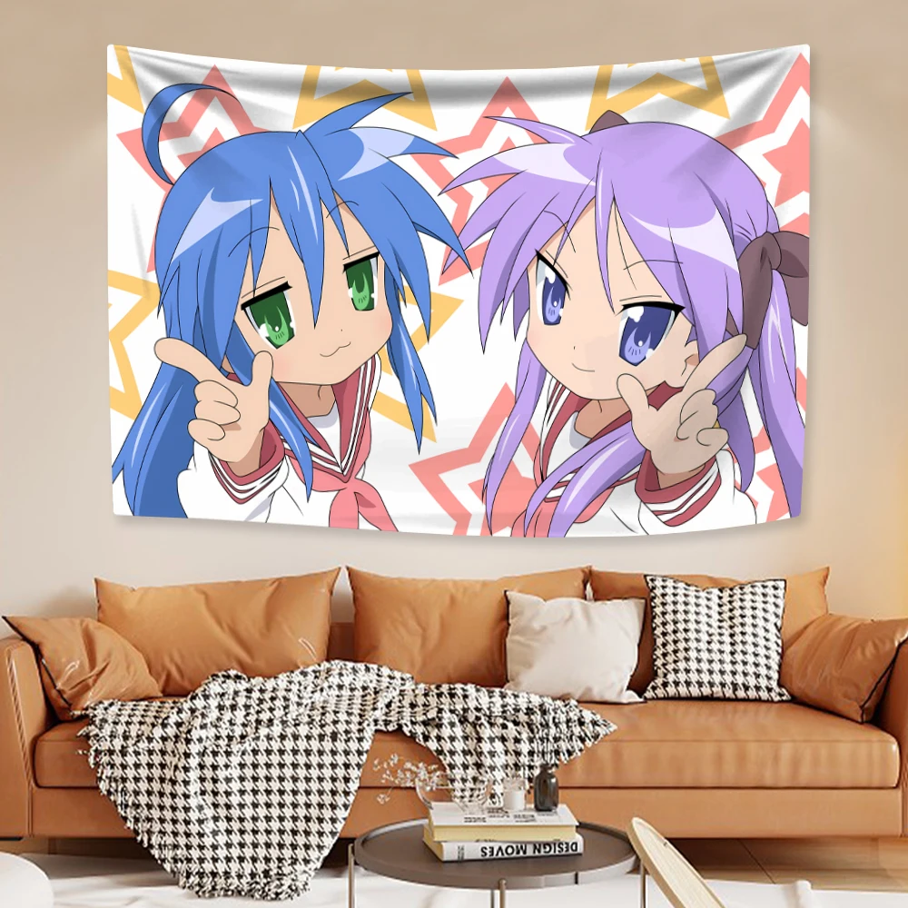 VIKAMA لطيف أنيمي الجدار الشنق "لاكي ستار" إيزومي كونامي اليابانية ديكور المنزل قماش مزخرف جداري غرفة نوم خلفية هدية الديكور #4