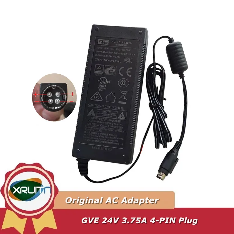 

Оригинальный GVE GM152-2400375-F GM95-240375-F 24 В 3,75 А 90 Вт 4-контактный разъем адаптер переменного/постоянного тока зарядное устройство 90 Вт блок питания