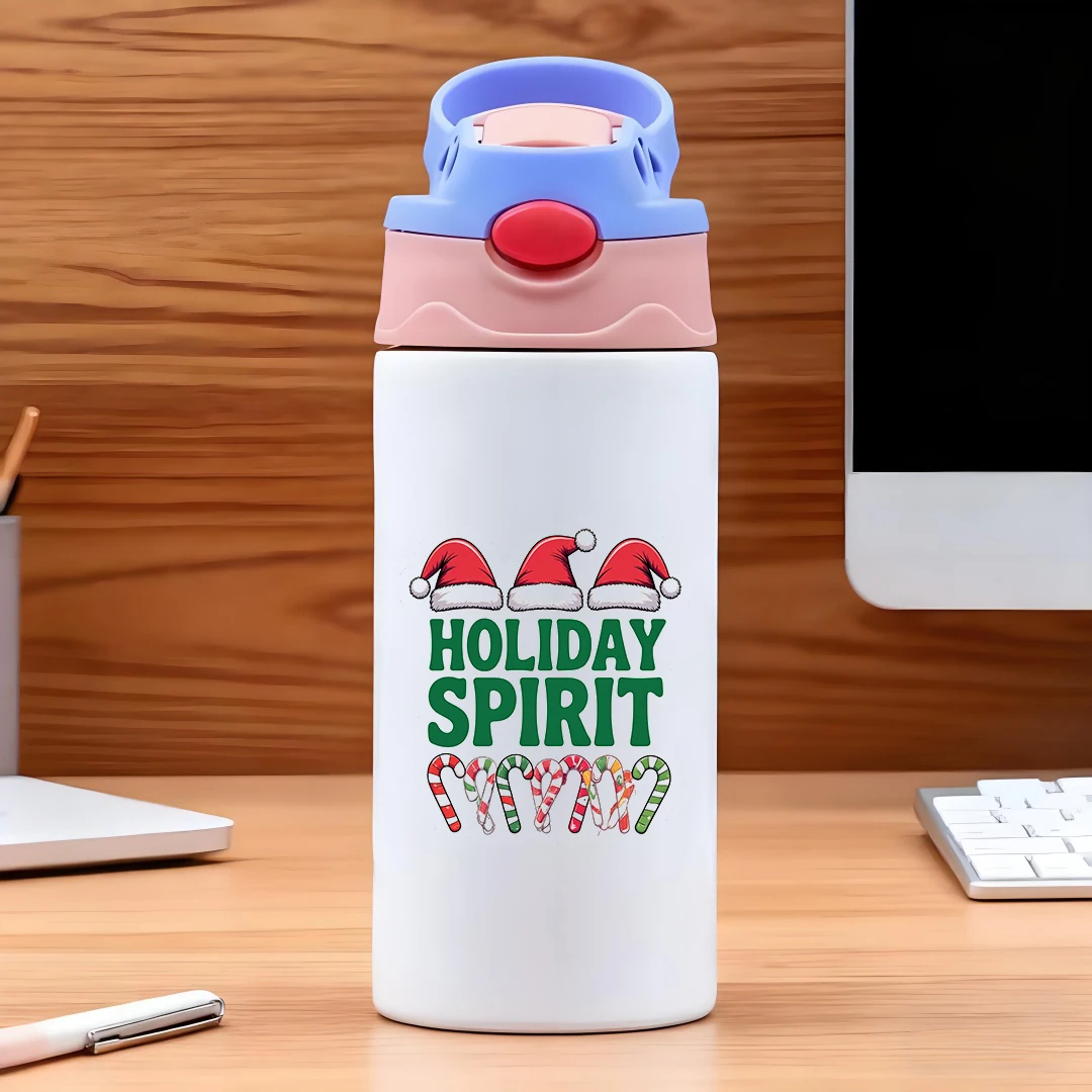 كوب حراري من الفولاذ المقاوم للصدأ 304 + قبعة سانتا كرتونية + كوب بقشة قصب الحلوى هدية عيد الميلاد للأطفال إطلاق منتج جديد