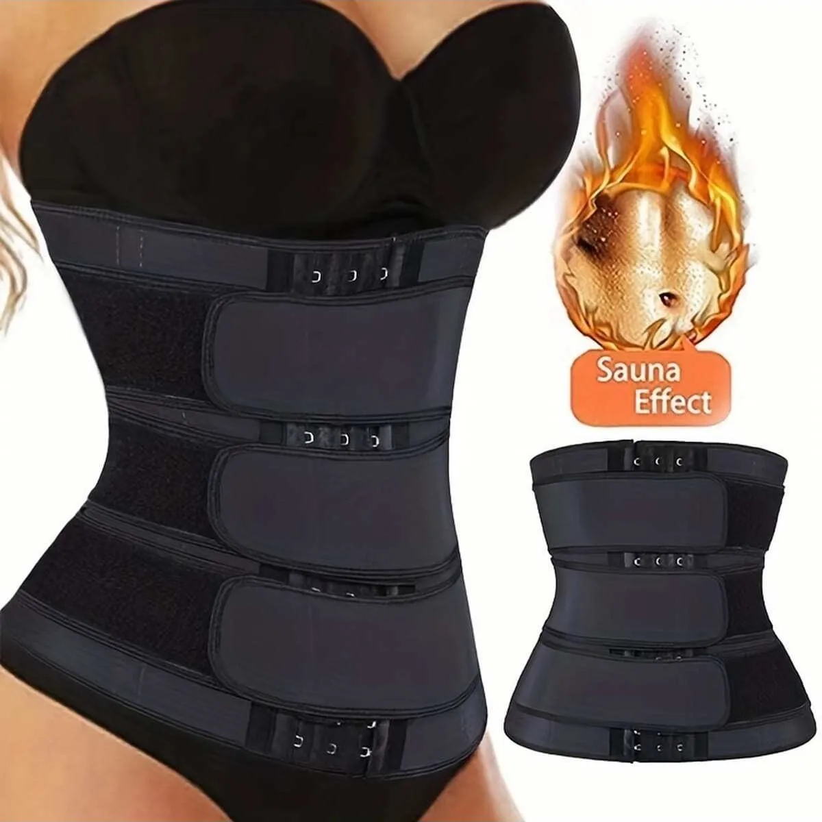 Adjustable Breasted Tummy Control Waistbelt, Hook & Loop Sweat Sauna Body-shaped Fitness Exercise Sports Waist Trainer, Women's