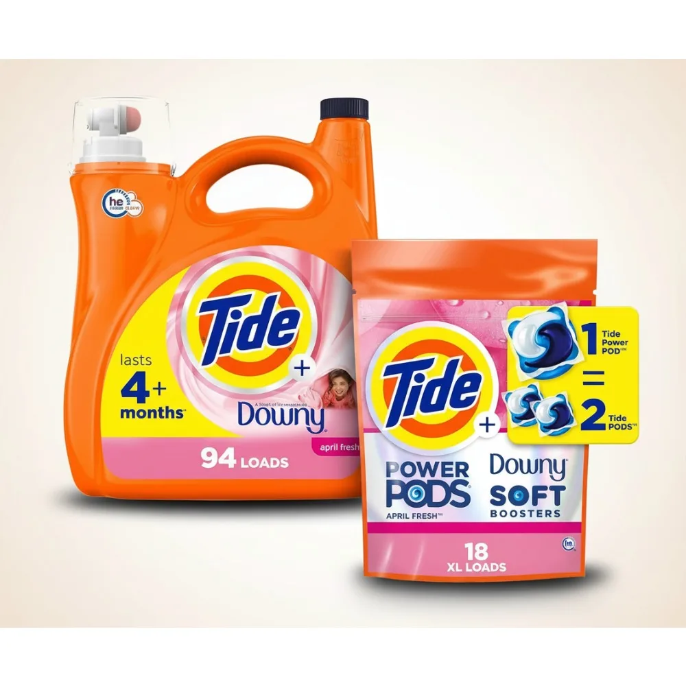 

Fresh Scent Laundry Detergent Bundle with Softeners, HE Compatible Liquid & Power Pods for Family Use