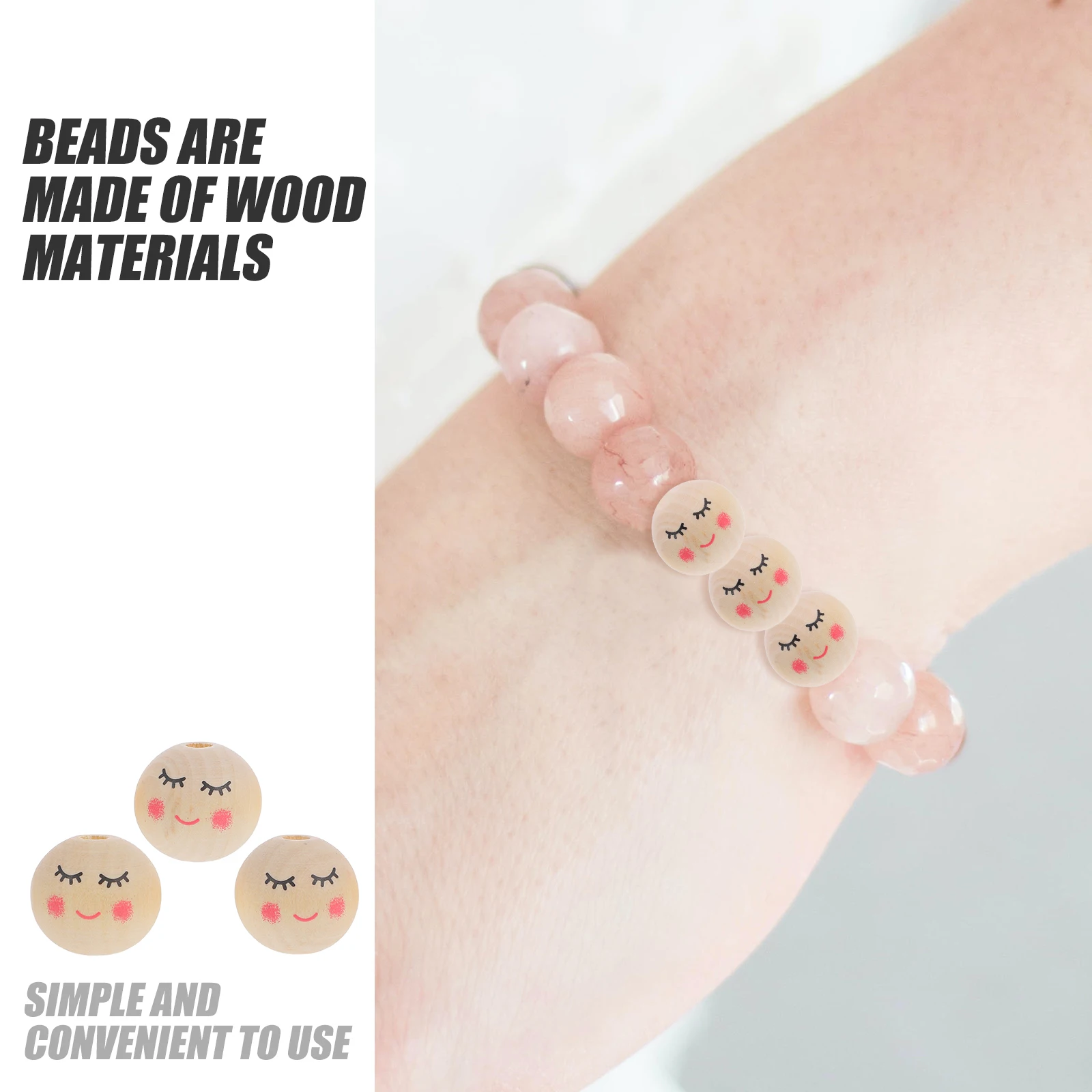 

50Pcs Craft Making Loose Charms Wooden Beads for DIY Projects Bracelets Necklaces Gifts Wooden Craft Shapes Beads in Bulk