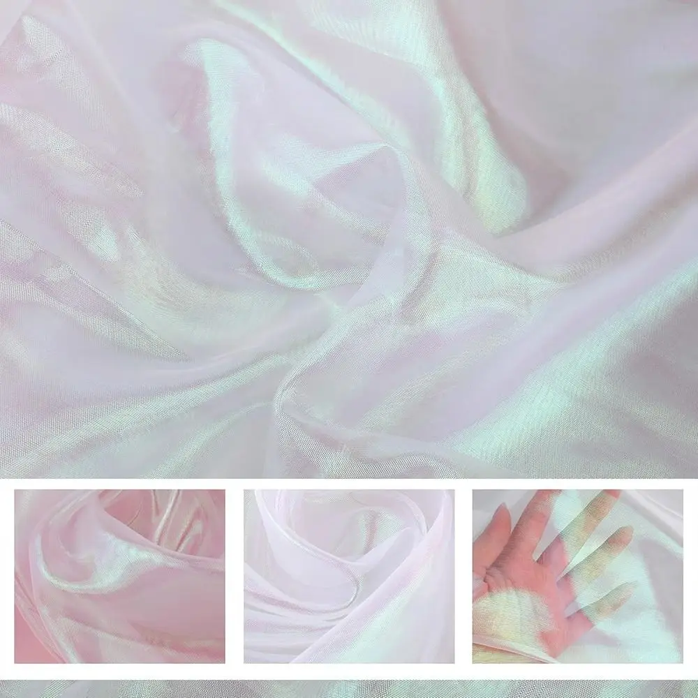 Decoration Tulle Shiny Laser Tulle Transparent Thin Organza Fabrics Organza Dresses Fabric Stage