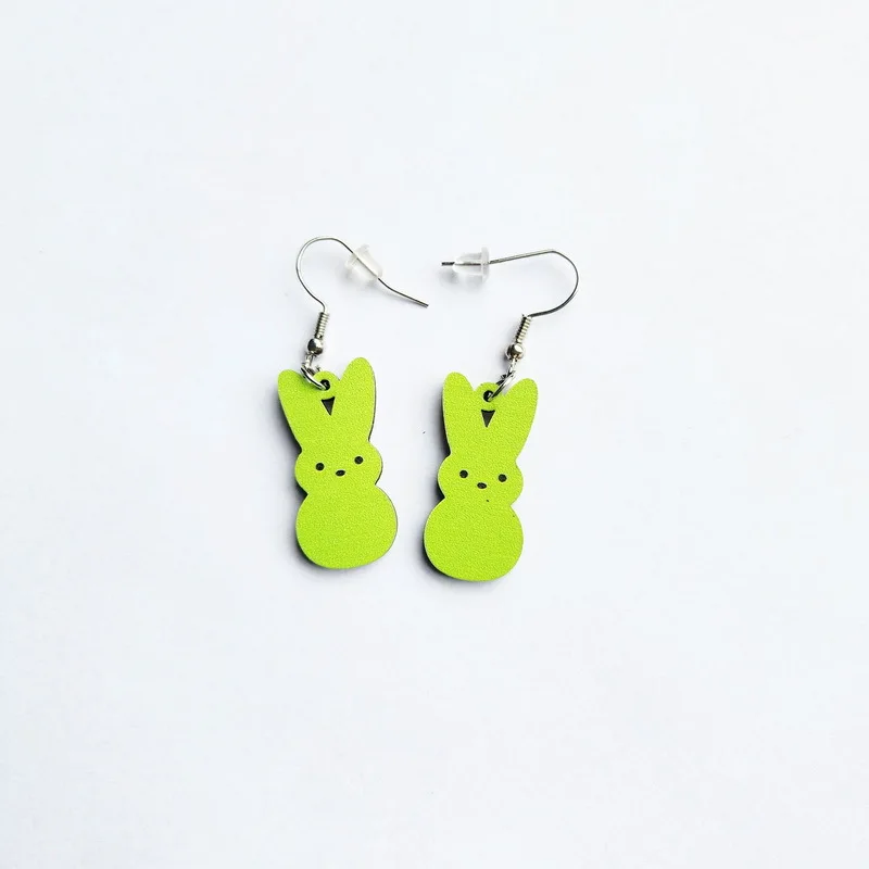 2025 New Easter Day Wood Rabbit Dangle Earrings Women Girls Holiday Jewelry Gifts