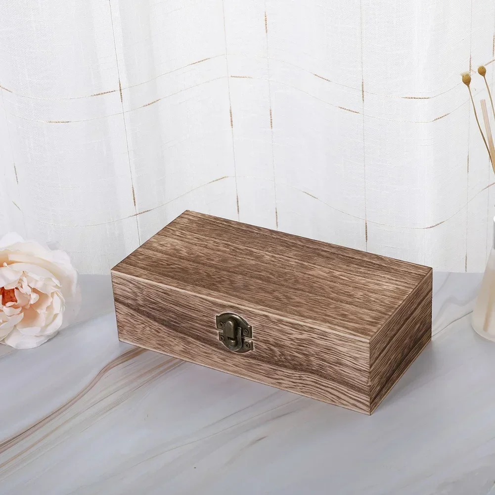 Wooden Storage Box Rectangular Retro Box Hinged Clamshell Gift Box Desktop Jewelry Cosmetics Sundries Storage Case Box Container