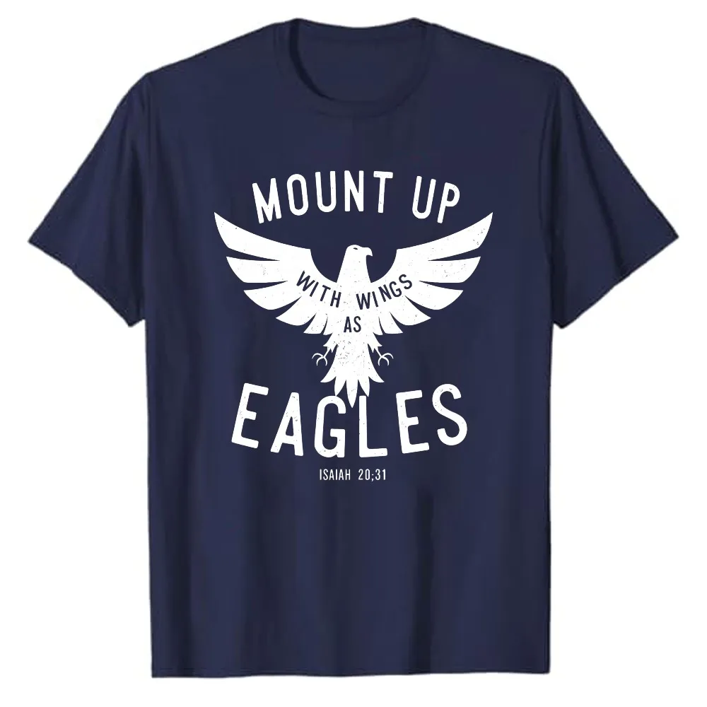 Mount Up with Wings As Eagles Isaiah 40:31 Vintage Eagle Graphic T-Shirt Christian Faith Warrior Casual Believer Gift Tee