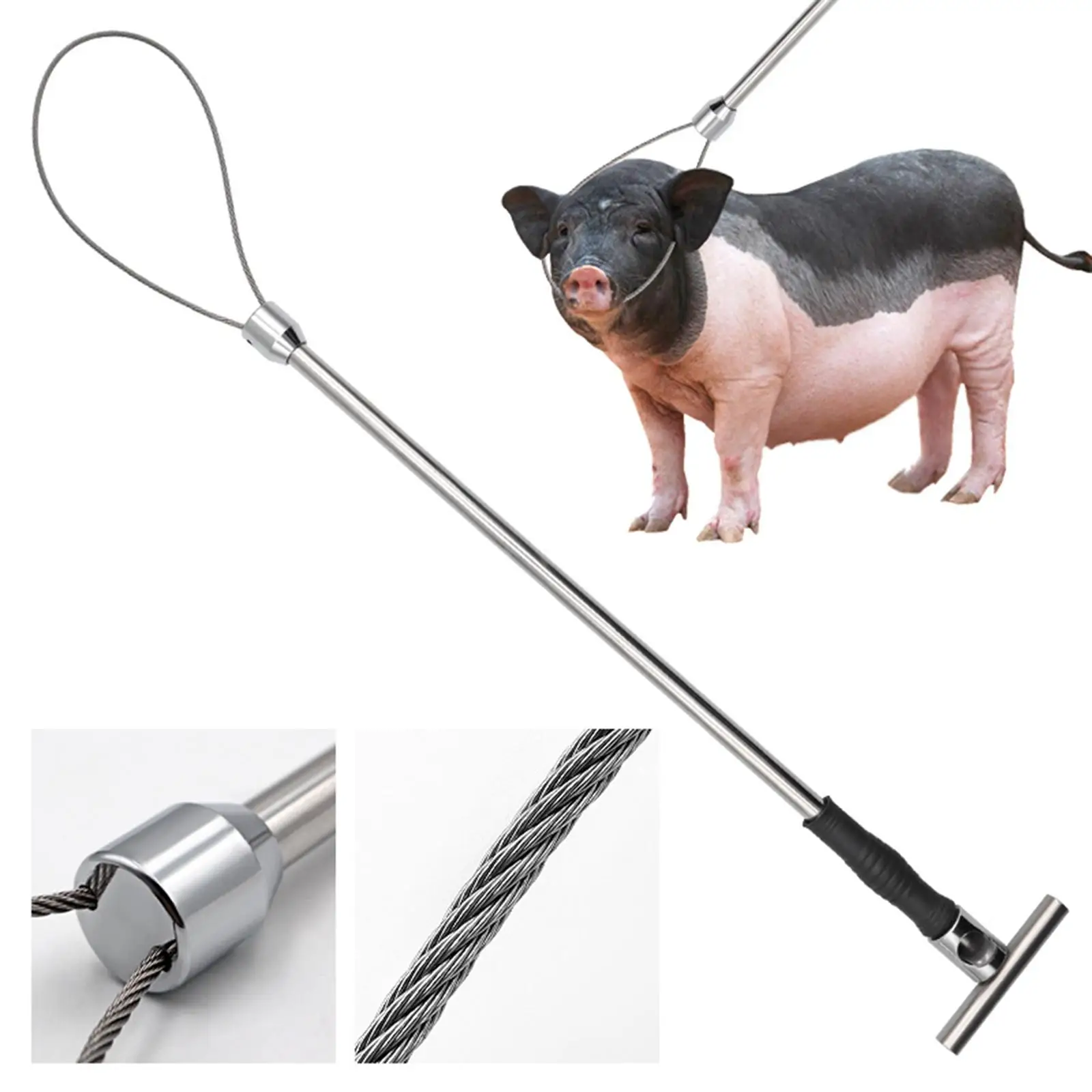 Animal Control Catch Pole Heavy Duty Stainless Steel Device for Restraining Pigs Dogs Goats on Farm