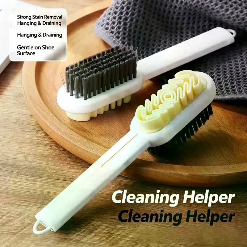 Portable Double Sided Cleaning Brush Multi-functional Long Handle Shoes Brush Convenient Washing Brush Household