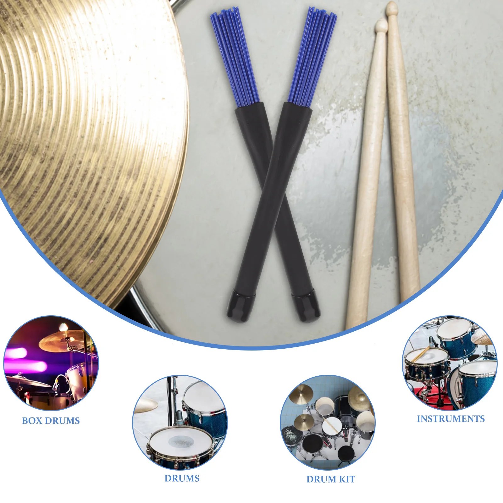 

Nylon Drum Brushes Blue Extendable for Jazz Drum Set Percussion Instrument Accessories Professional Wire Brush