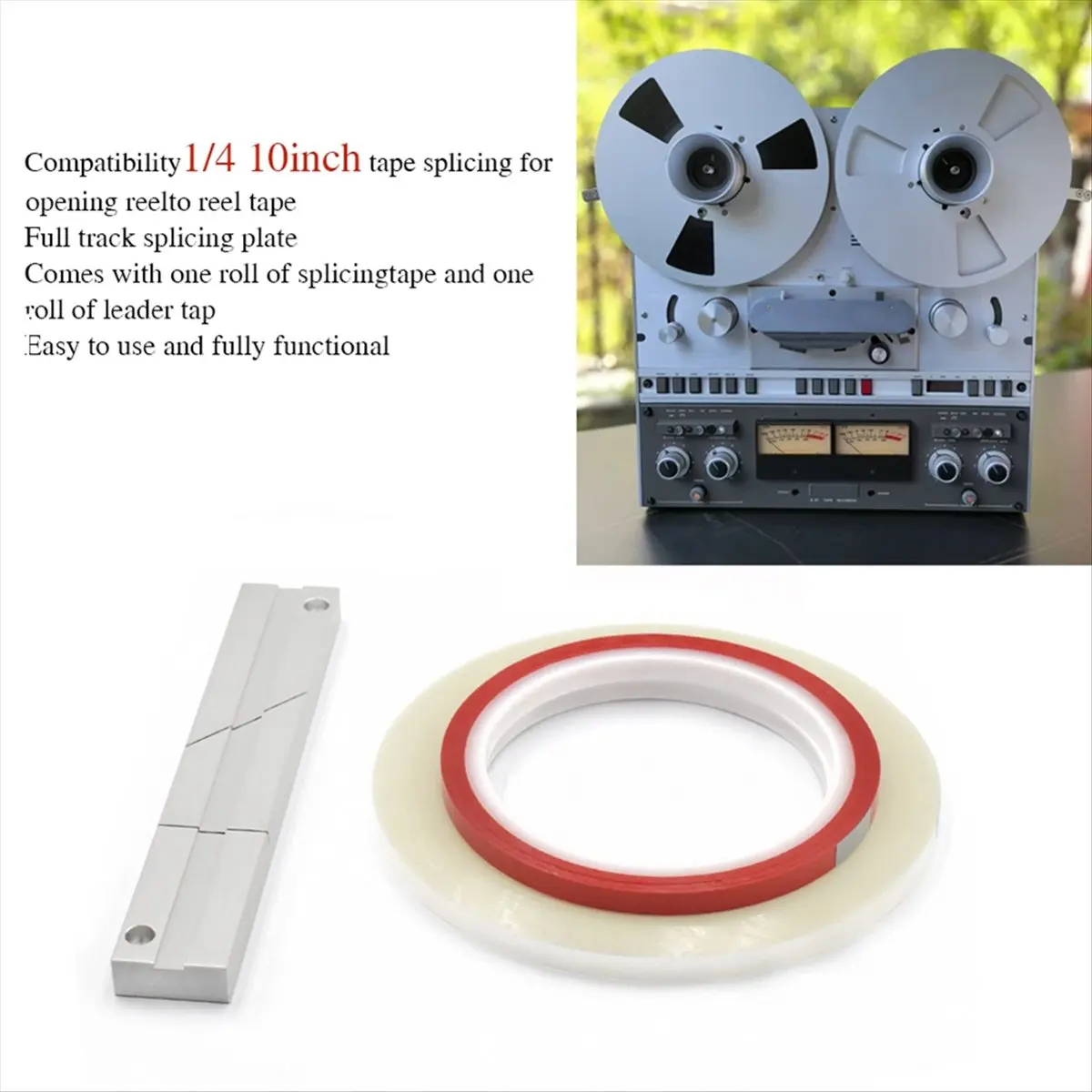 A14G For Revoxsonido 1/4 10Inch Tape Splicing Set Splicing Block with Leader Tape,Opening Cassettes Tape Reel to Reel Tapes C