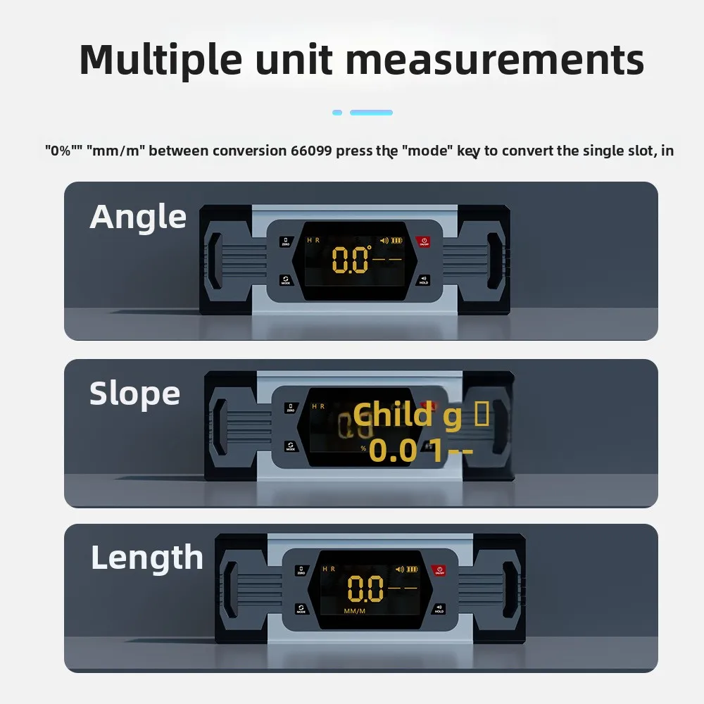 High-precision Touch Level Dual-axis Measurement Digital Display Inclination Cassette with Beep,Horizontal Gradient Ruler