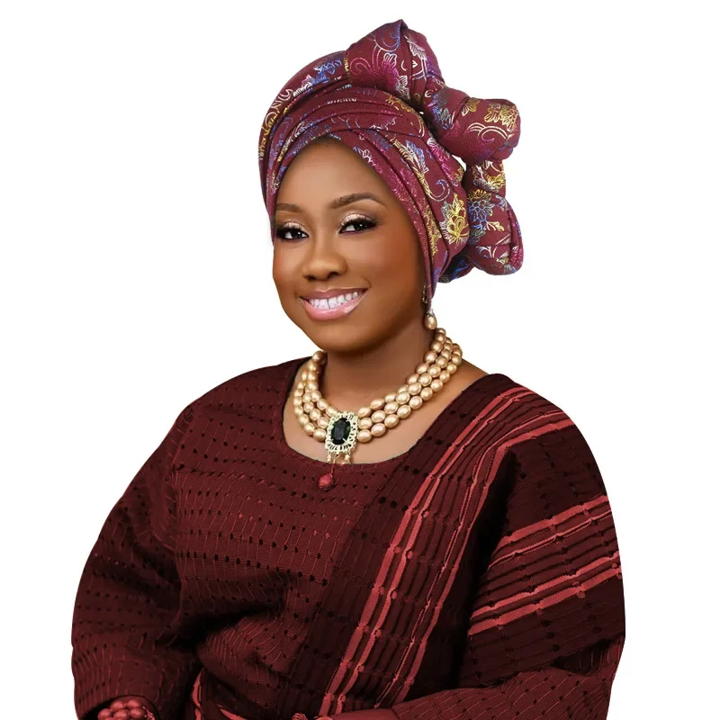 

2025 African Women's Ready to wear Twist Turban Cap Nigeria Female Headtie Wedding Party Headgear Elegant Head Wraps Evening