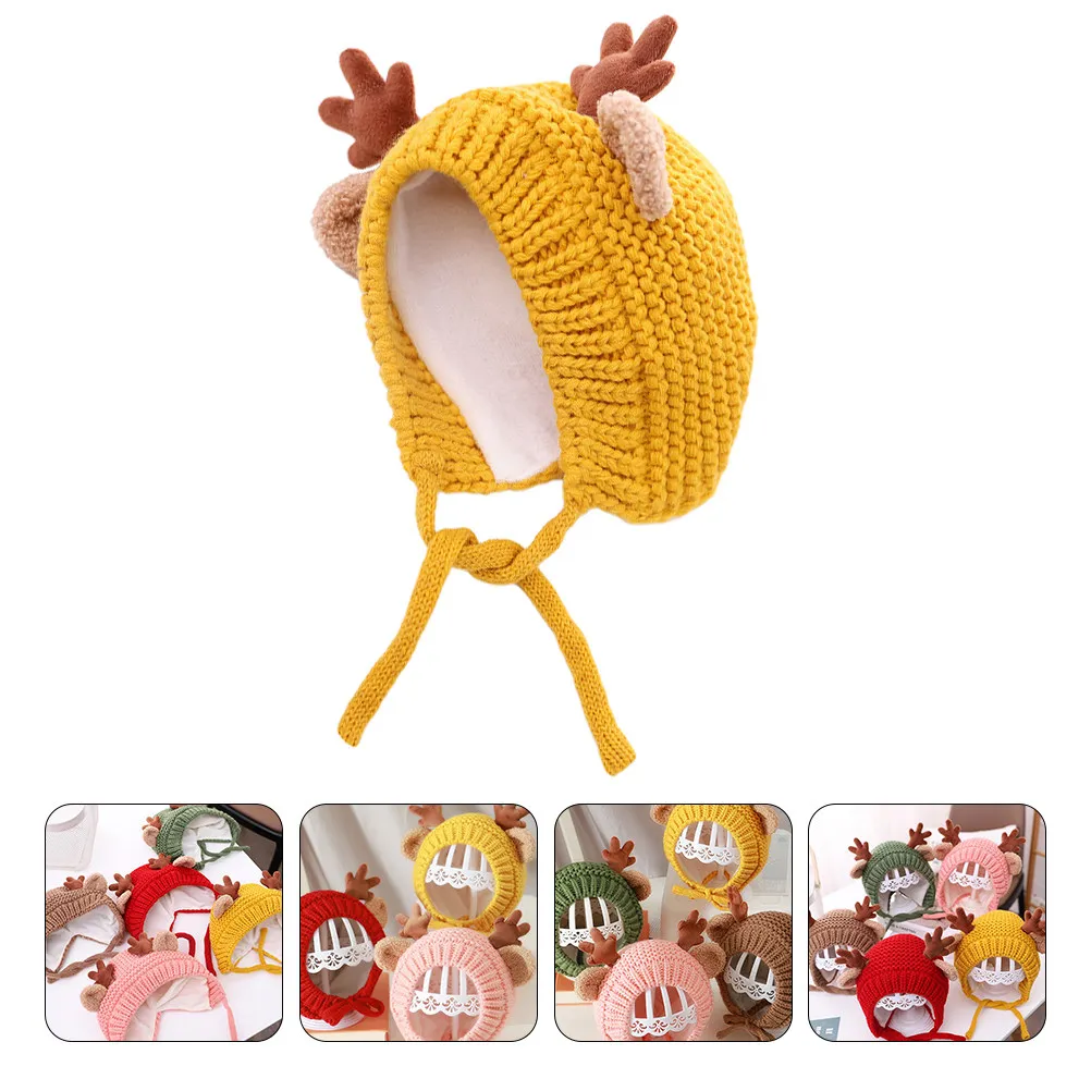 

1Pcs Soft Knitted Baby Hat Christmas Themed Warm Fleece Lined Headwear for Infants Boys Girls Perfect Winter Gift Crochet Warm