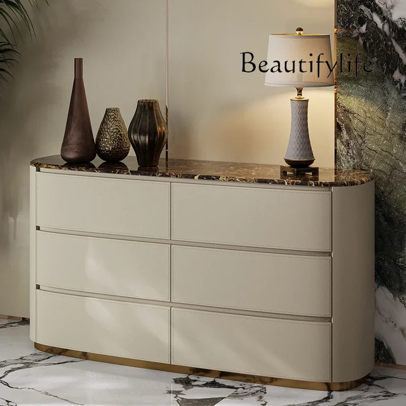 Light luxury six-bucket dining side cabinet Italian fashion high-end living room bedroom TV cabinet storage storage cabinet