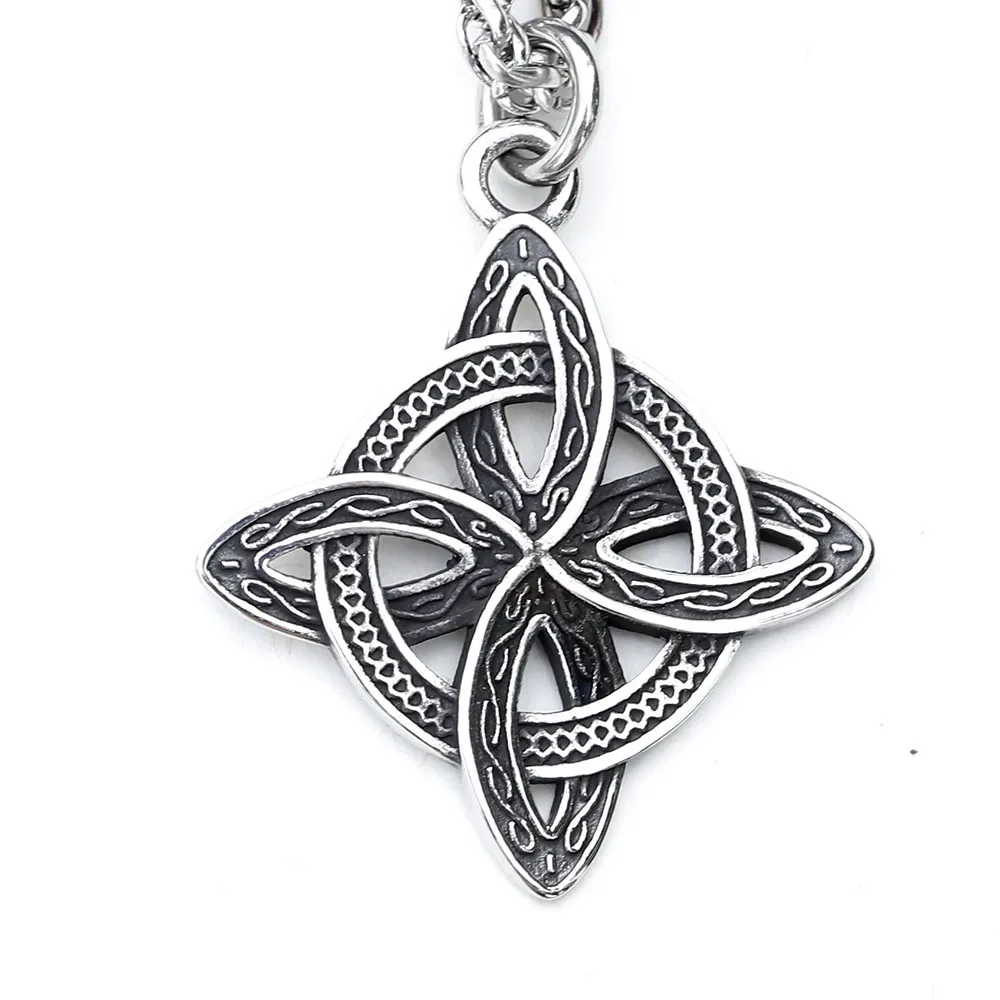 2024 Viking Witch Celtic Knot Triangle Pendant Necklace 316L Stainless Steel Men Chain Odin Gothic Amulet Jewelry Party Gifts