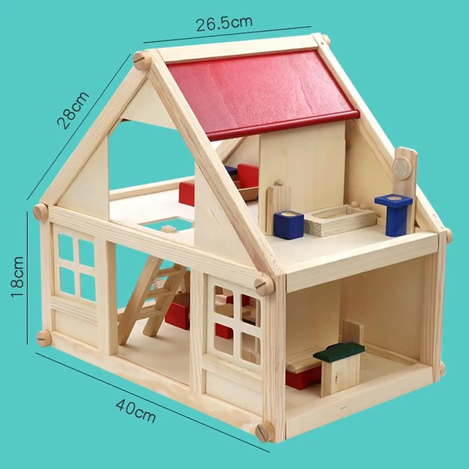 Puppenhaus aus Holz für Kinder, Miniaturszene, 2-stöckiges Geschenkspielzeug, Mini-Möbelspielzeug