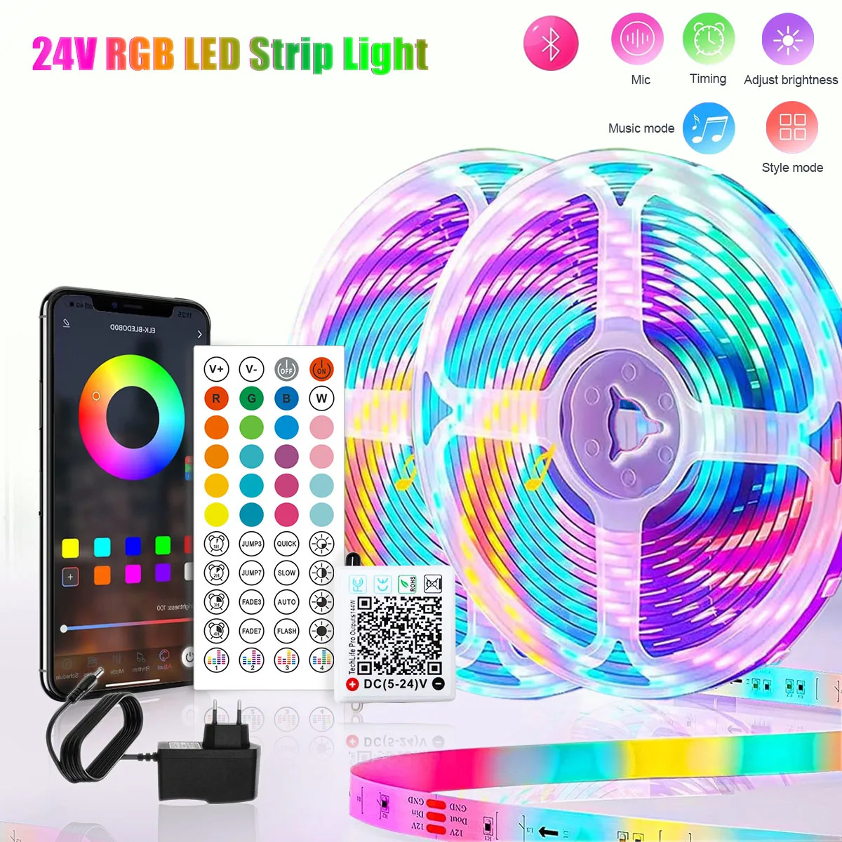40M/131Ft LED Strip Lights APP Control Color Changing RGB Led Light Flexible Lamp Tape for Room Decoration TV Backlight Diode