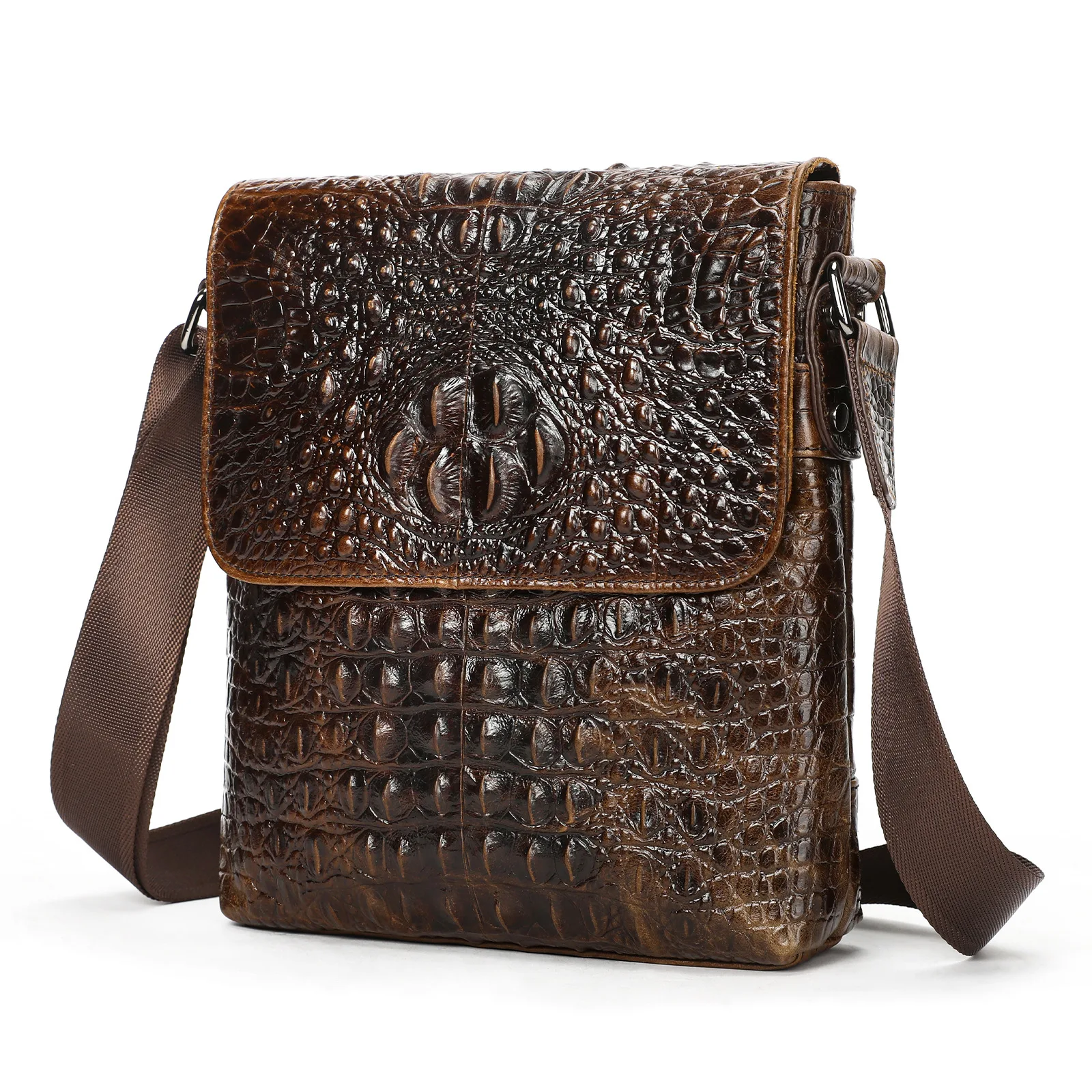 2026 New Alligator Pattern Luxury Men's Handbags Cow Genuine Leather Male Shoulder Bag Men Vintage Crossbody Bag Messenger Bags