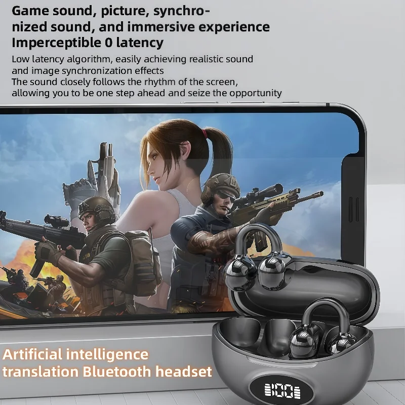 AI Tradutor Bluetooth 5.4 Fones de ouvido W19 Fones de ouvido AI Tradutor Fones de ouvido sem fio Esportes Gaming Earplug
