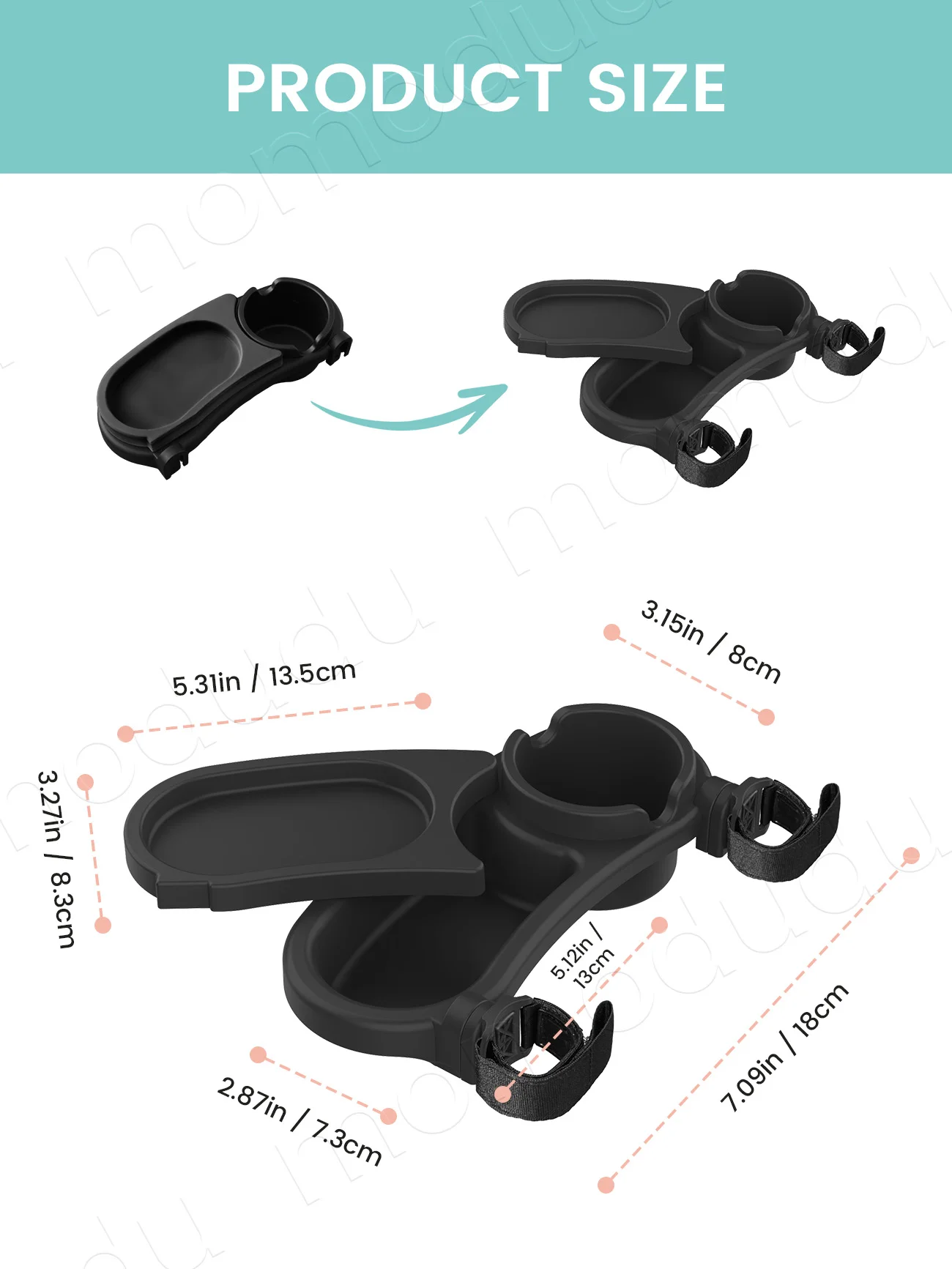 Universal Double-layer Snack Tray for Stroller, Cup Holder Tray with Webbing, Stays in Place Tray Attachment for Toddler & Kids
