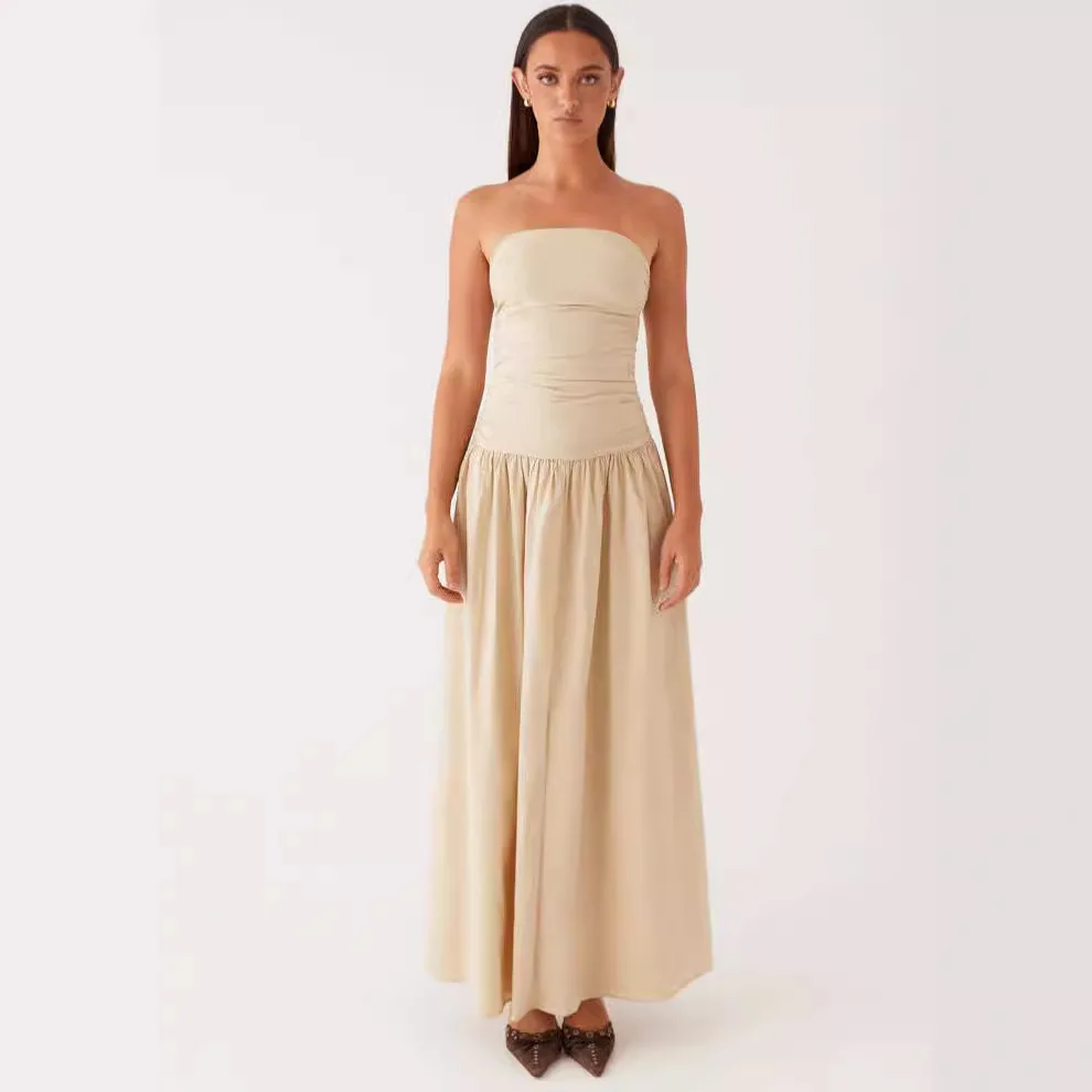 Elegant Sexy Slim Fit Bridesmaid Dress with Sling Strap And Pleated Design for Women in Summer 2025 from China