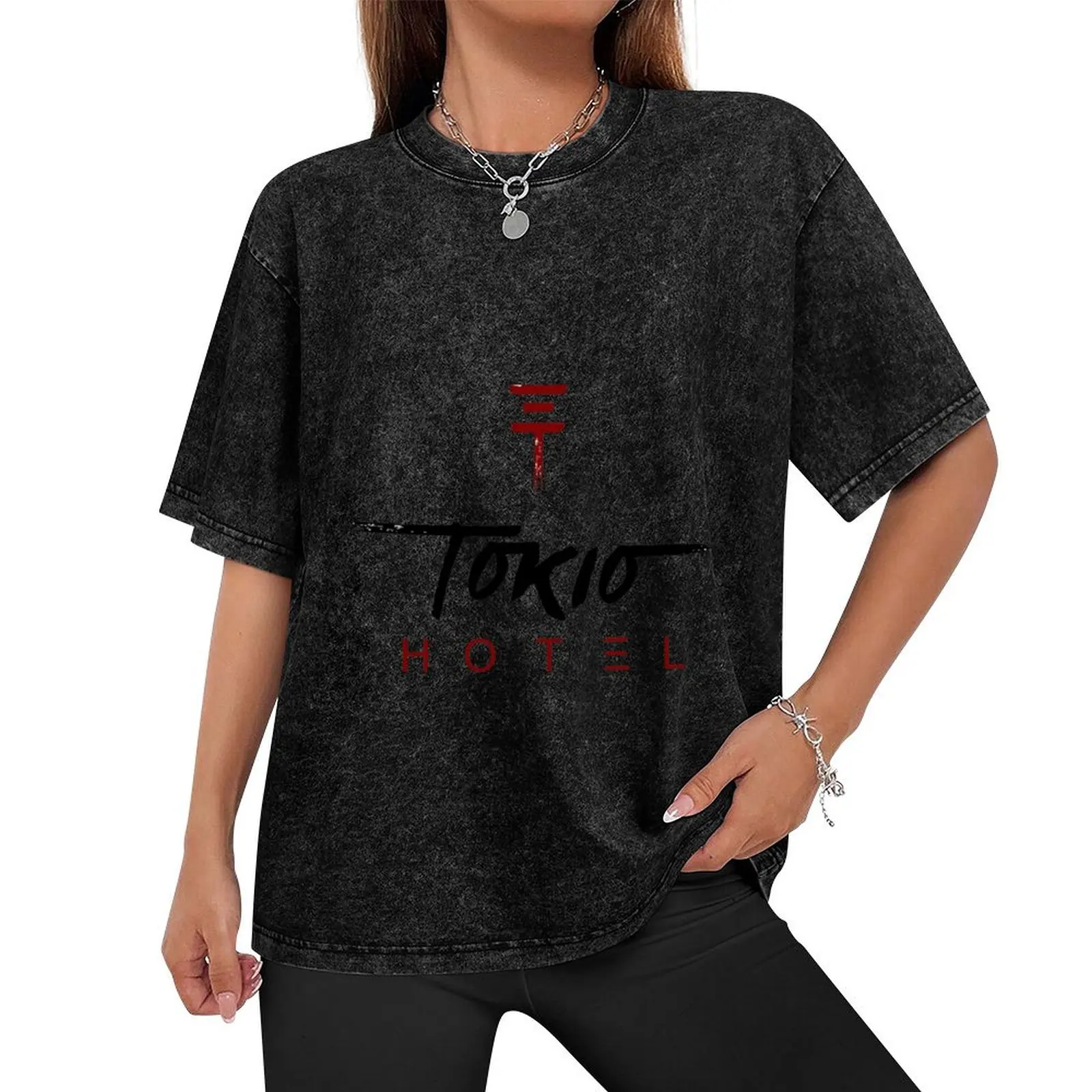 Tokio Hotel Logo (black, red) T-Shirt tees sweat blue archive oversized men clothings