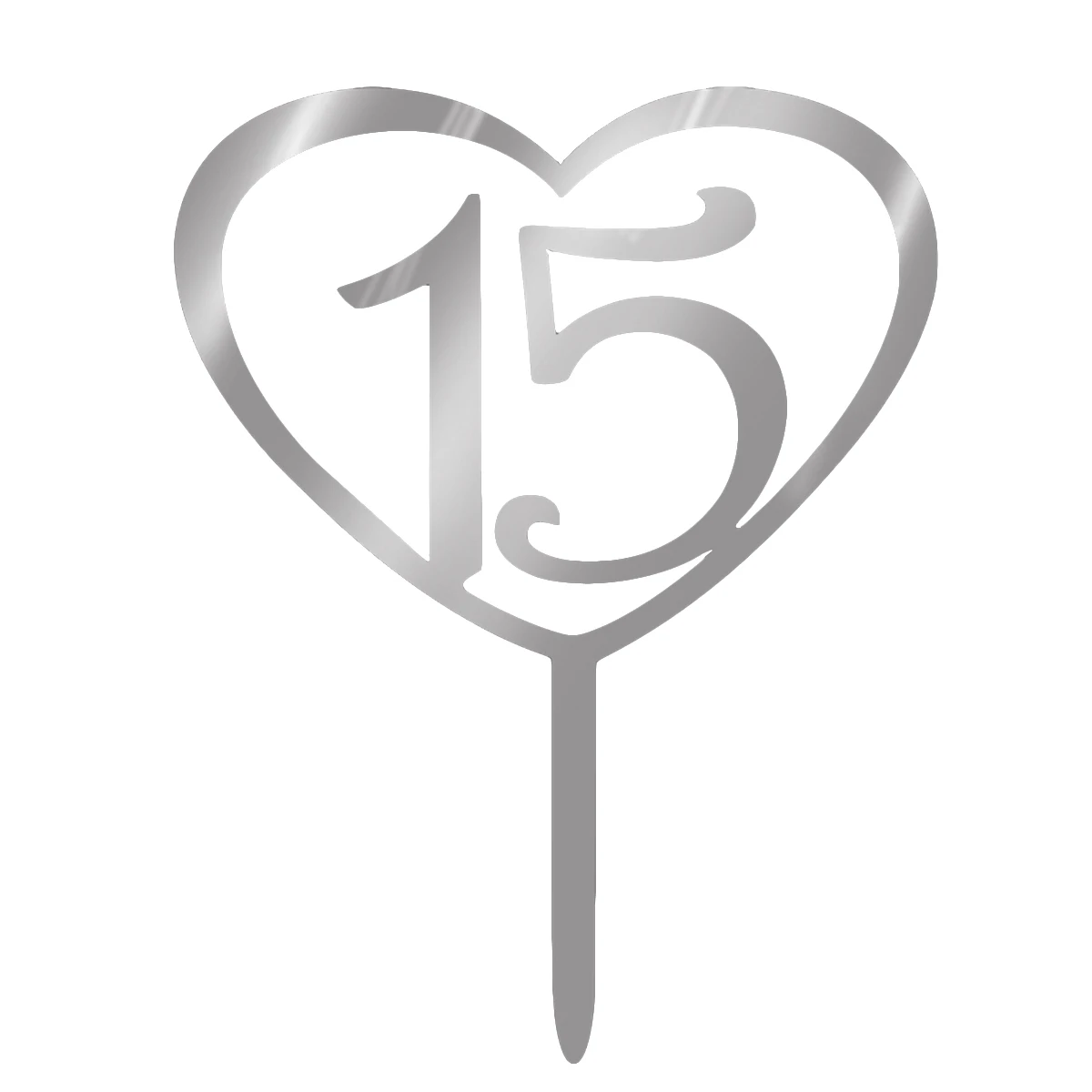 

15th Birthday 15Th Cake Topper Toppers Heart Shaped Decorations Reusable Acrylic Material Perfect Party Supplies