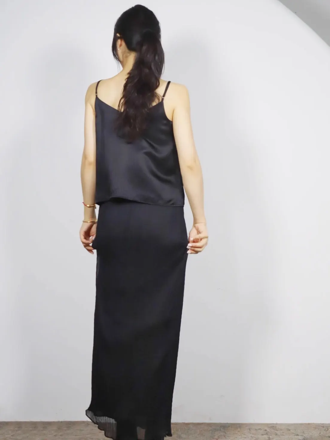 

Ele Bla Strapl Textured Loose V-Ne Women's Top Luxury mat Casual Versatile Faion Spring Summer Wear