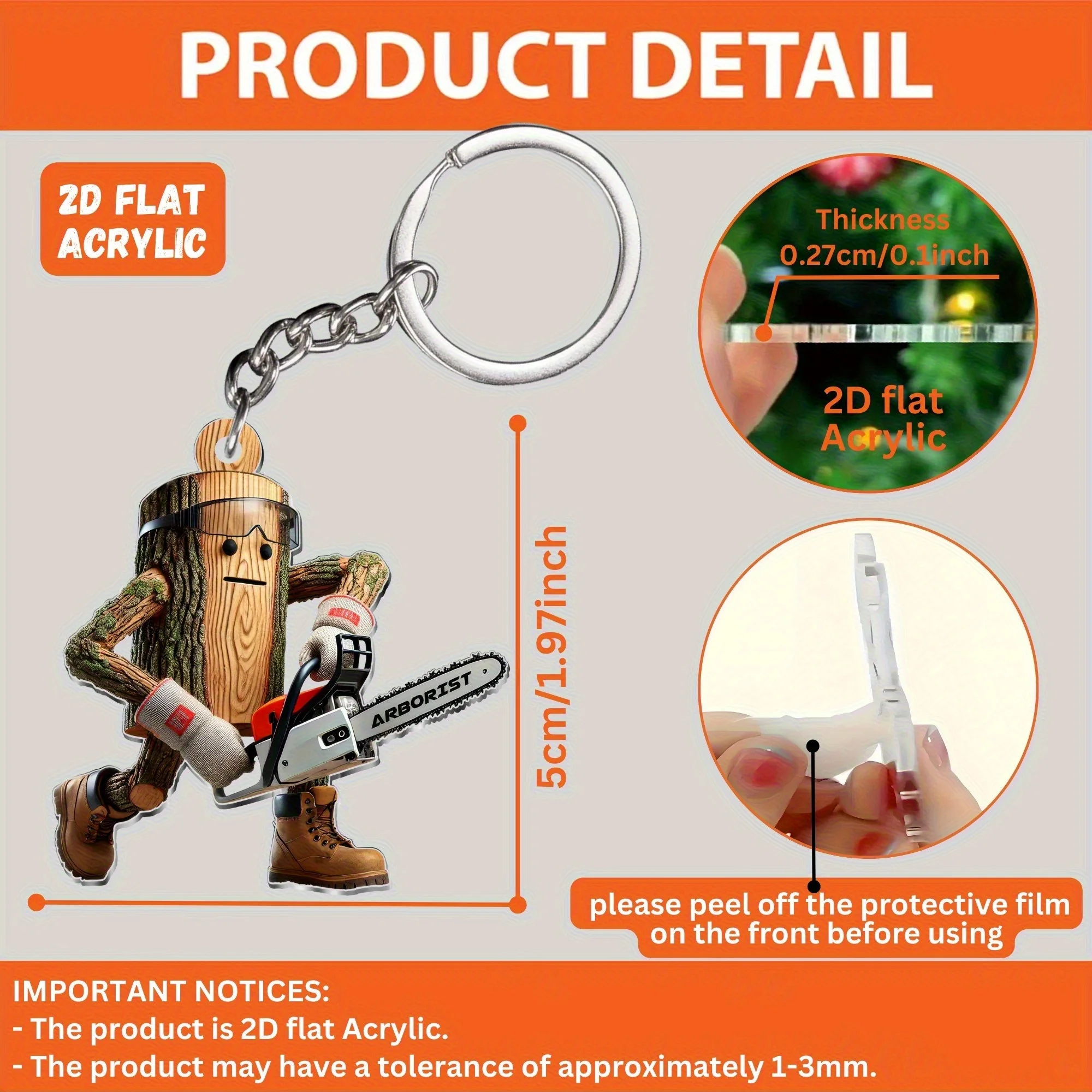 2D Sawyer سلسلة مفاتيح مصنوعة من الأكريليك بالمنشار سيارة قلادة معلقة حلية إكسسوارات جذابة أكياس الهالوين مهرجان الحاضر الأداة