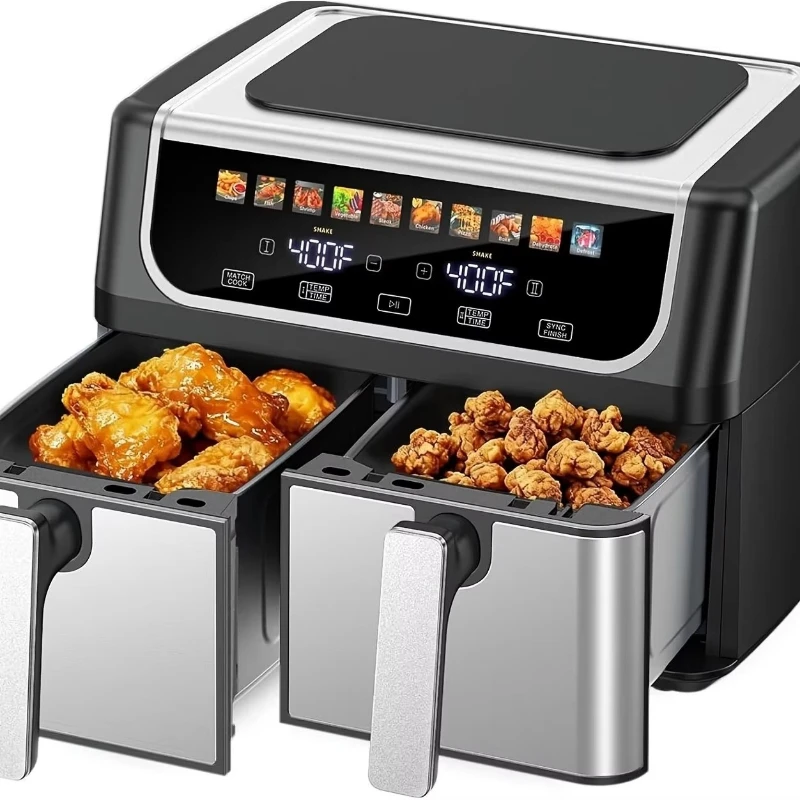 Black air fryer, individually temperature controlled (bake/grill/defrost)